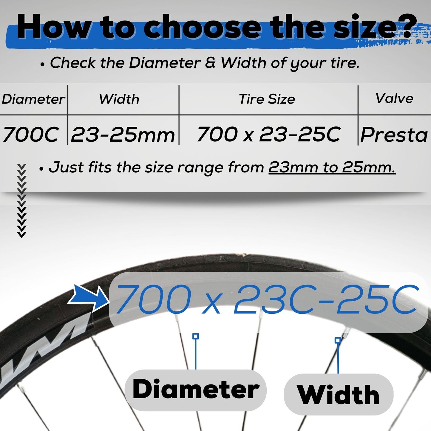 700C Road Bike Tubes - Presta Valve (48mm/60mm) 2 Pack - Corki Cycles