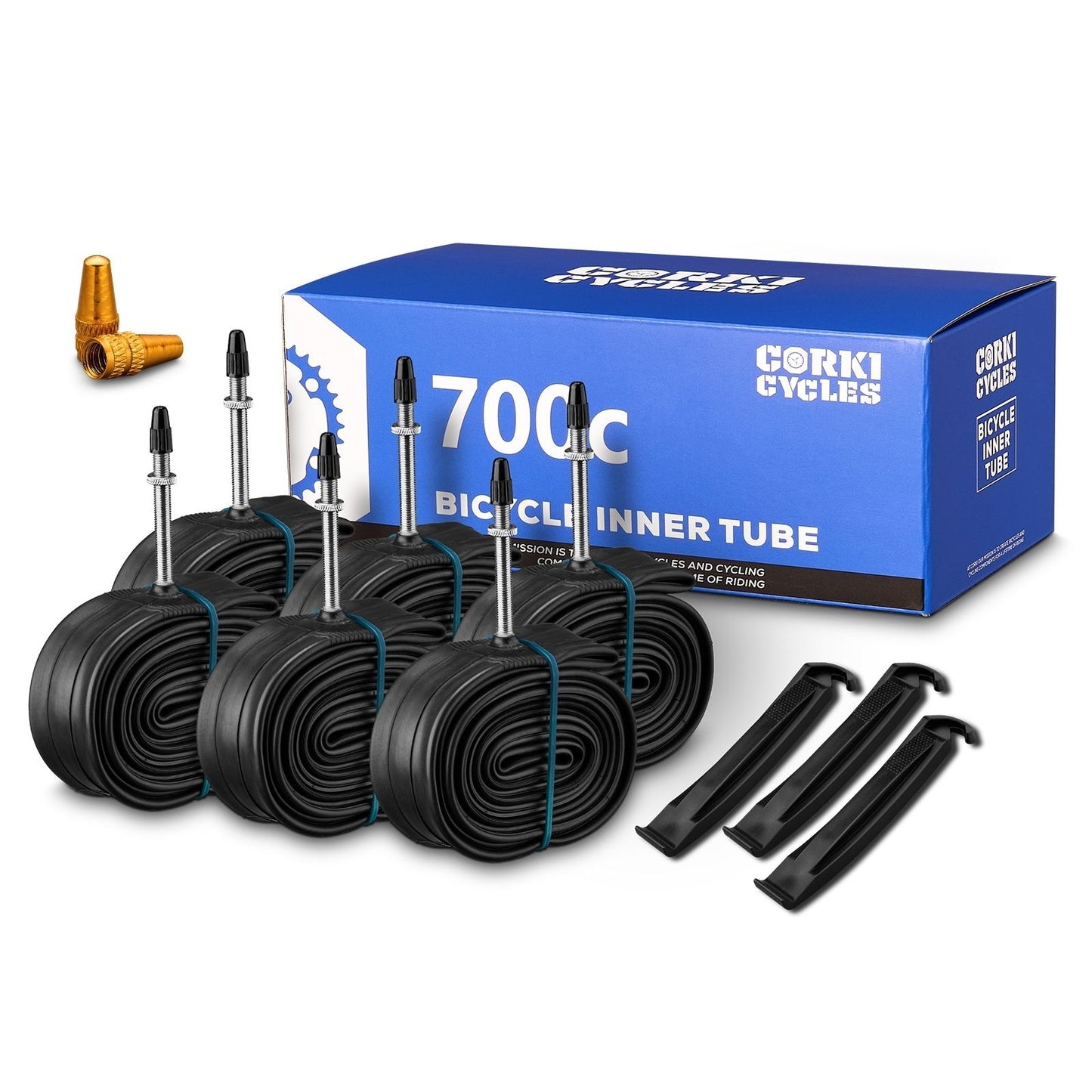 700C Road Bike Tubes - Presta Valve (48mm/60mm) 2 Pack - Corki Cycles