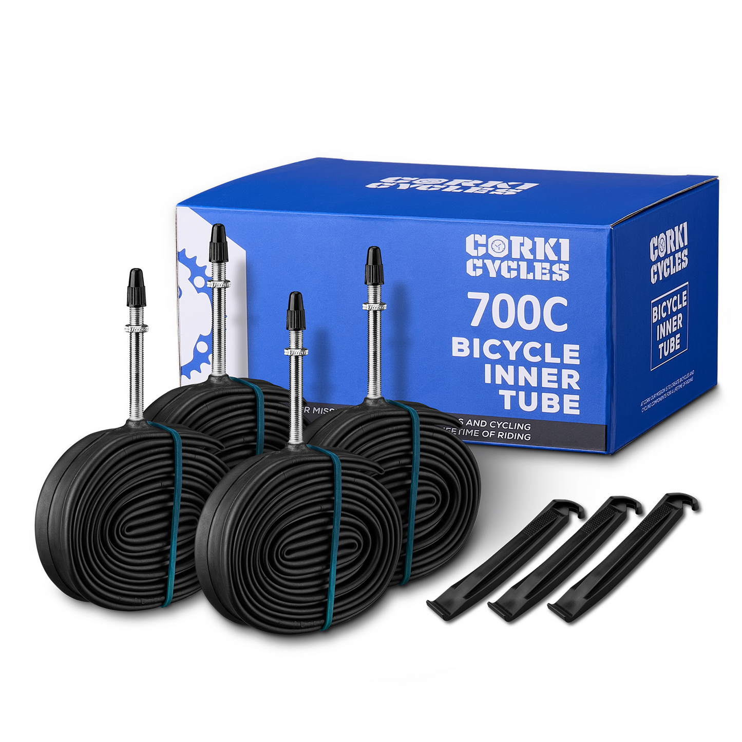 700C Road Bike Tubes - Presta Valve (48mm/60mm) 2 Pack - Corki Cycles