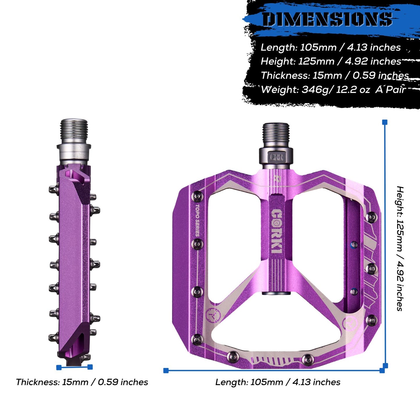 TOPO Extra Large Flat Platform Mountain Bike Pedals - Corki Cycles