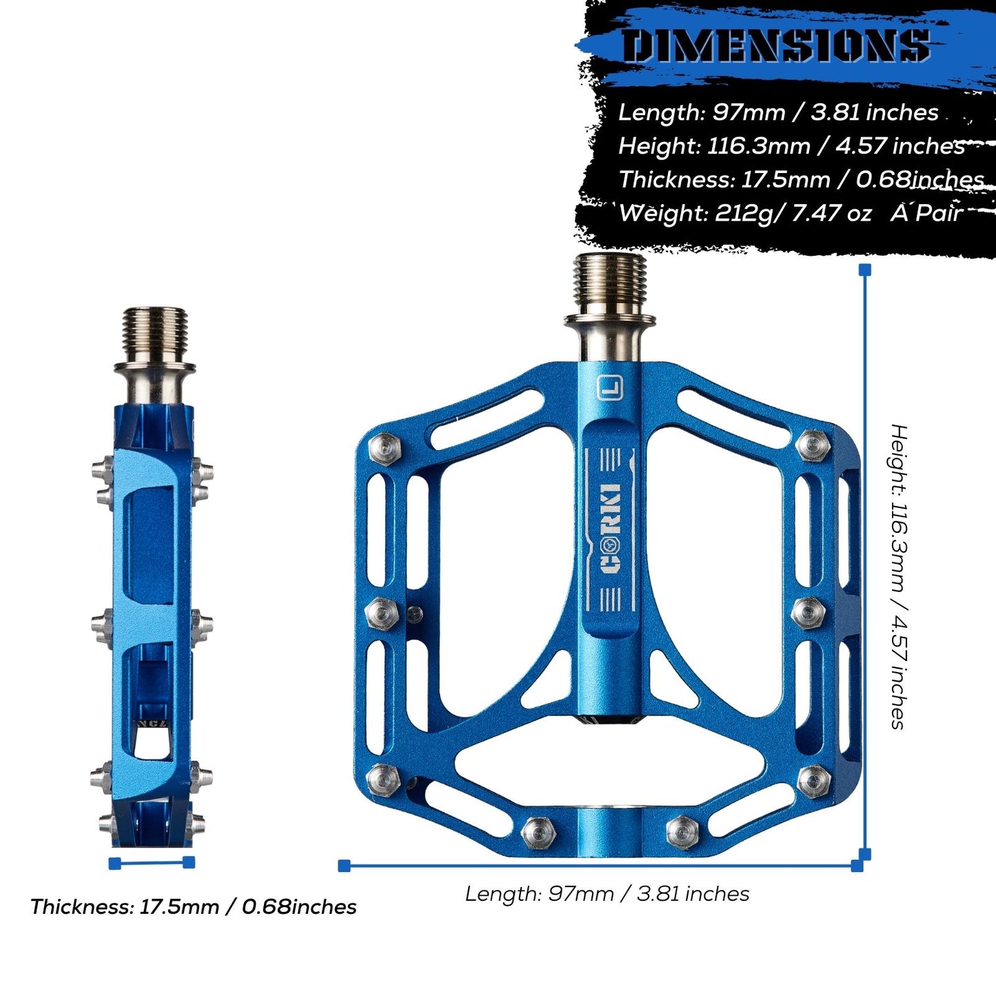 TOPO Titanium Flat Platform Mountain Bike Pedals - Corki Cycles