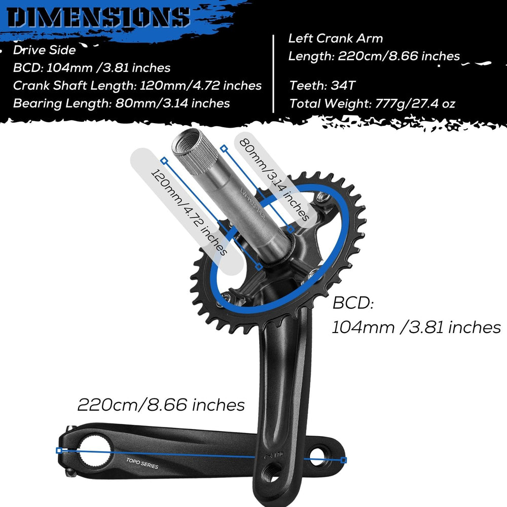 
                  
                    TOPO 170mm Complete Crankset - 32T/34T/36T/38T - Corki Cycles
                  
                