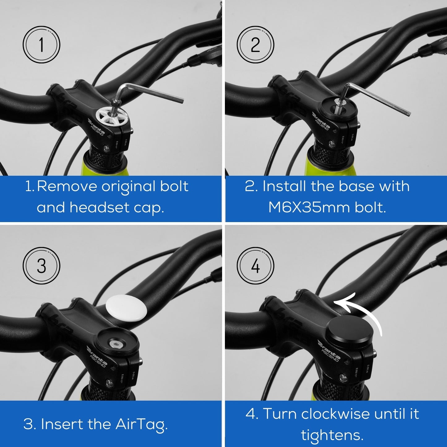 
                  
                    Bicycle Stem Headset AirTag Mount - Corki Cycles
                  
                