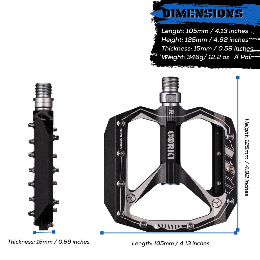 flat pedals with straps TOPO Extra-Large Flat Platform Mountain Bike Pedals