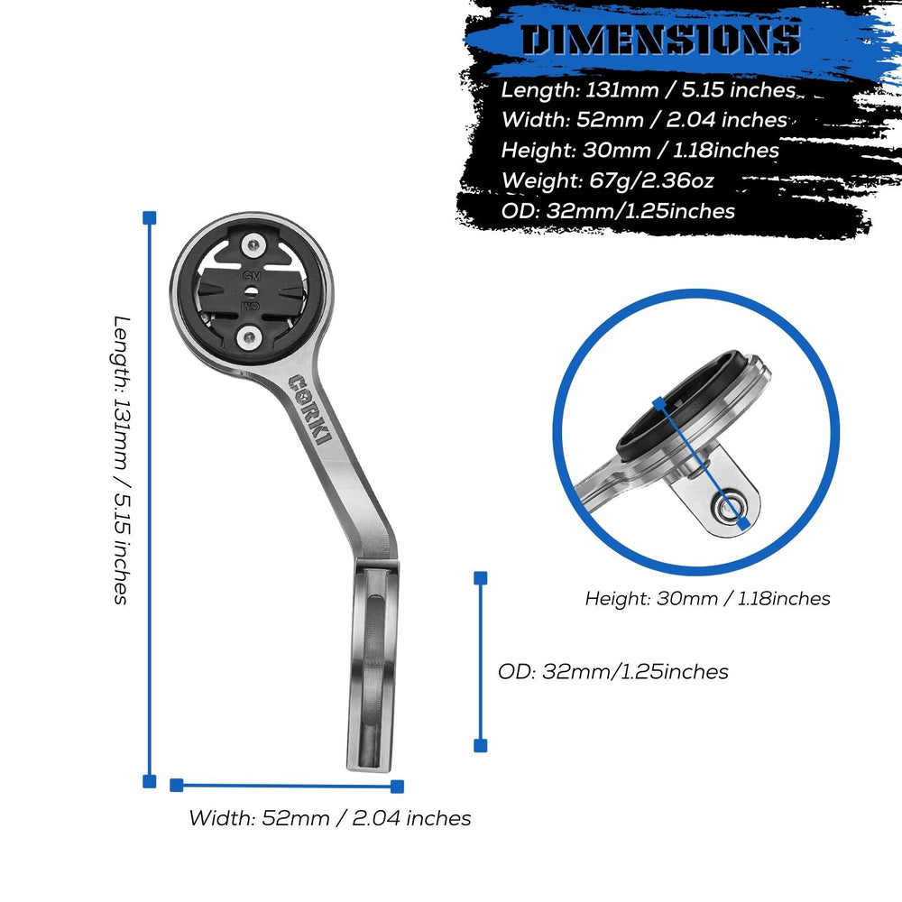 
                  
                    Titanium Out Front Bicycle Computer Mount - Corki Cycles
                  
                