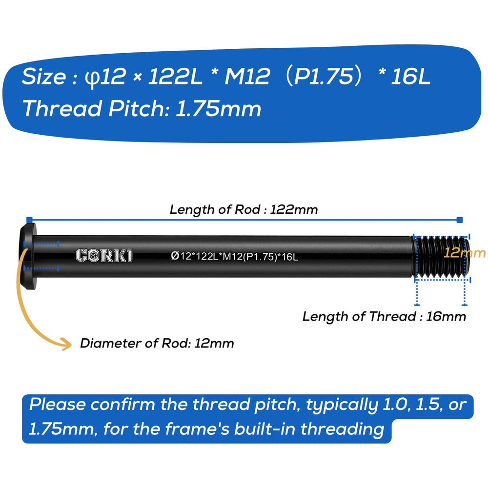 Thru Axle Adapter Thread Pitch 1.75mm * 12mm * 122/166/171/175/180/192mm