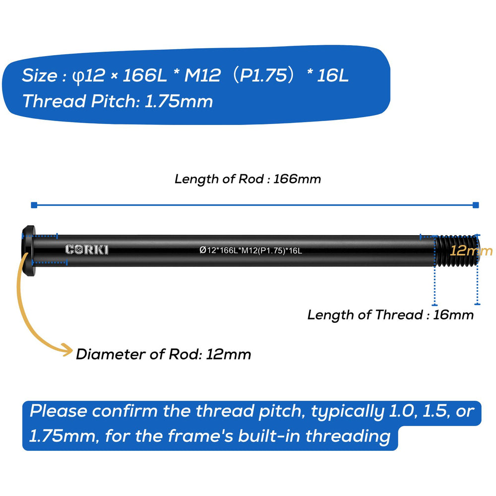 Thru Axle Adapter Thread Pitch 1.75mm * 12mm * 122/166/171/175/180/192mm