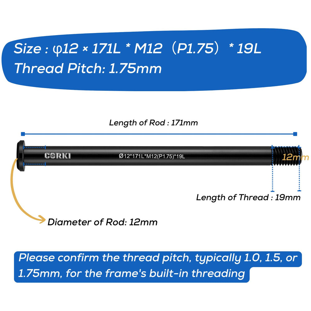 Thru Axle Adapter Thread Pitch 1.75mm * 12mm * 122/166/171/175/180/192mm