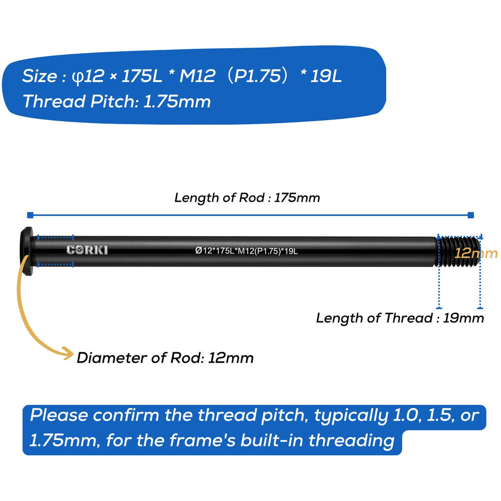 Thru Axle Adapter Thread Pitch 1.75mm * 12mm * 122/166/171/175/180/192mm