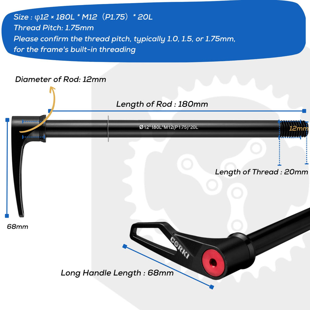 Thru Axle Adapter Thread Pitch 1.75mm * 12mm * 122/166/171/175/180/192mm