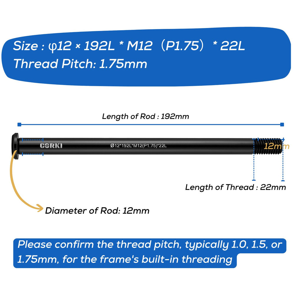 Thru Axle Adapter Thread Pitch 1.75mm * 12mm * 122/166/171/175/180/192mm
