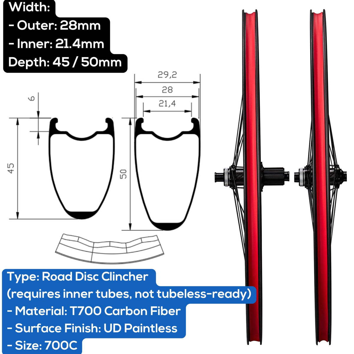 TARMAC Carbon 700C Road Bike Wheelset Wave Design | Corki Cycles