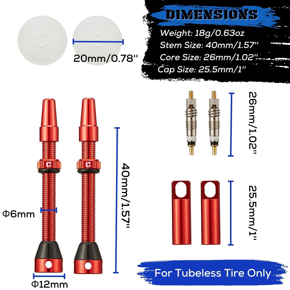 Tubeless Presta Valve Stem 2-Pack - 40mm/44mm/55mm With Valve Core and 2PCS Removal Tool - Corki Cycles