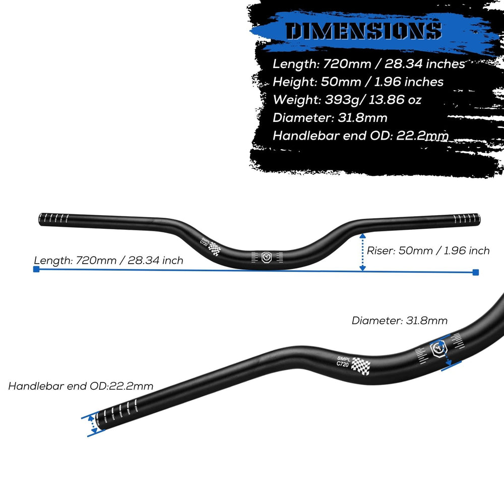 SMPL Simpleton 50mm Rise MTB Handlebar - 31.8mm - Corki Cycles