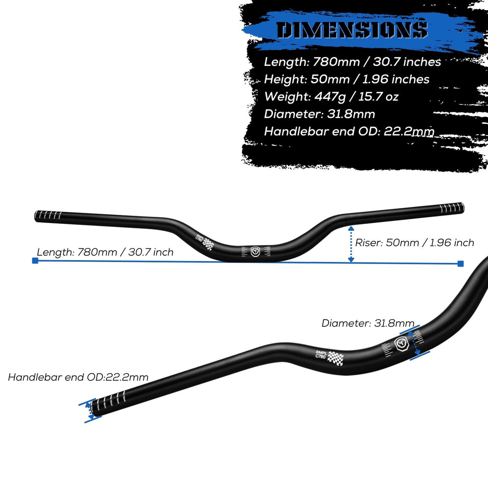 
                  
                    SMPL Simpleton 50mm Rise MTB Handlebar - 31.8mm - Corki Cycles
                  
                