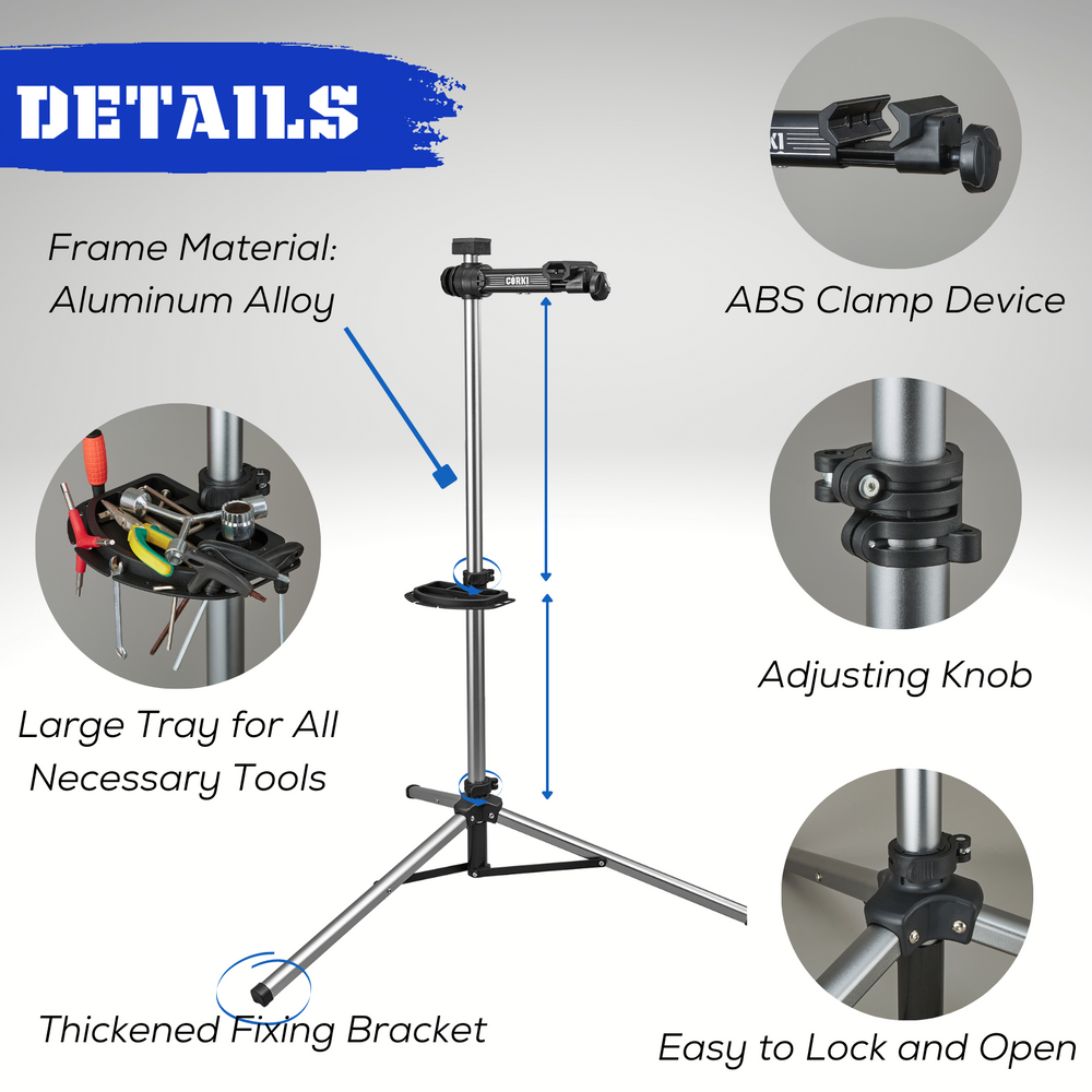 Bicycle Maintenance Work Stand with Tool Tray - Corki Cycles
