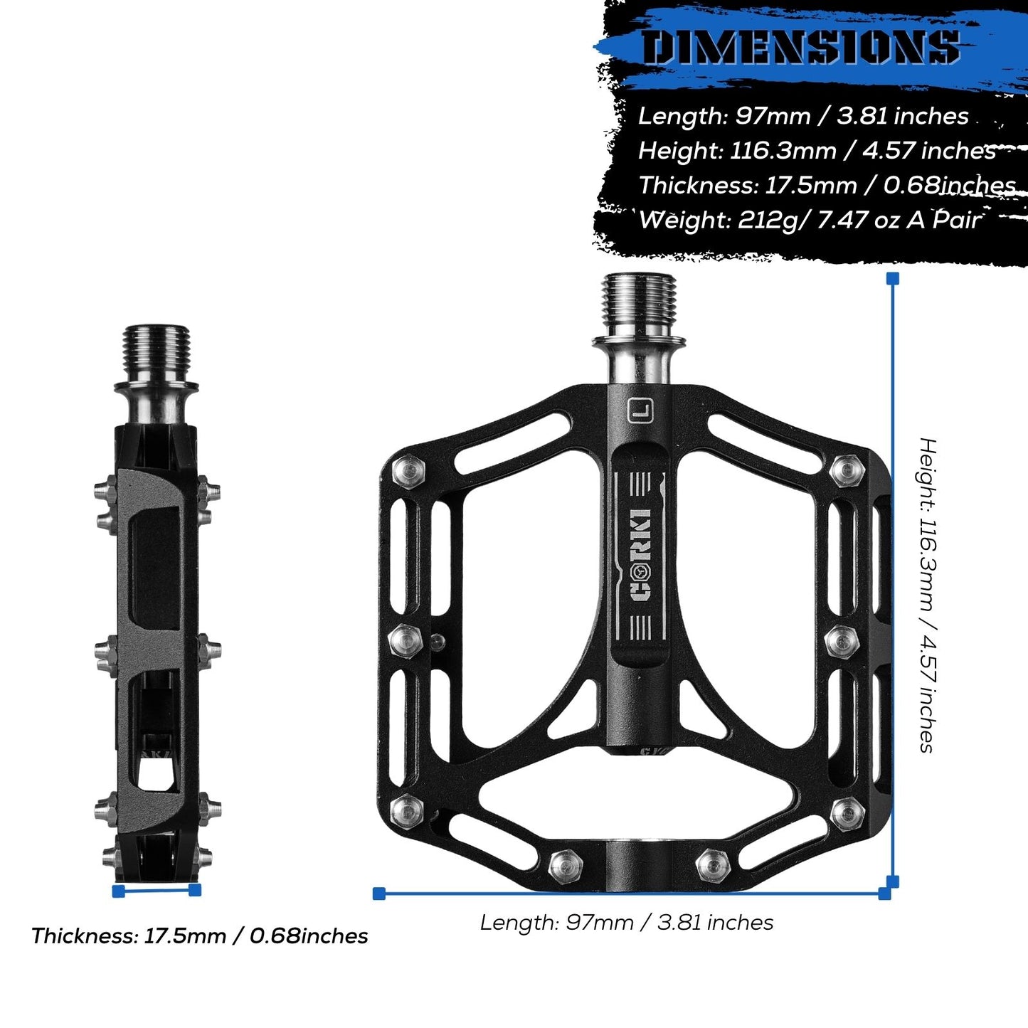 TOPO Titanium Flat Platform Mountain Bike Pedals - Corki Cycles